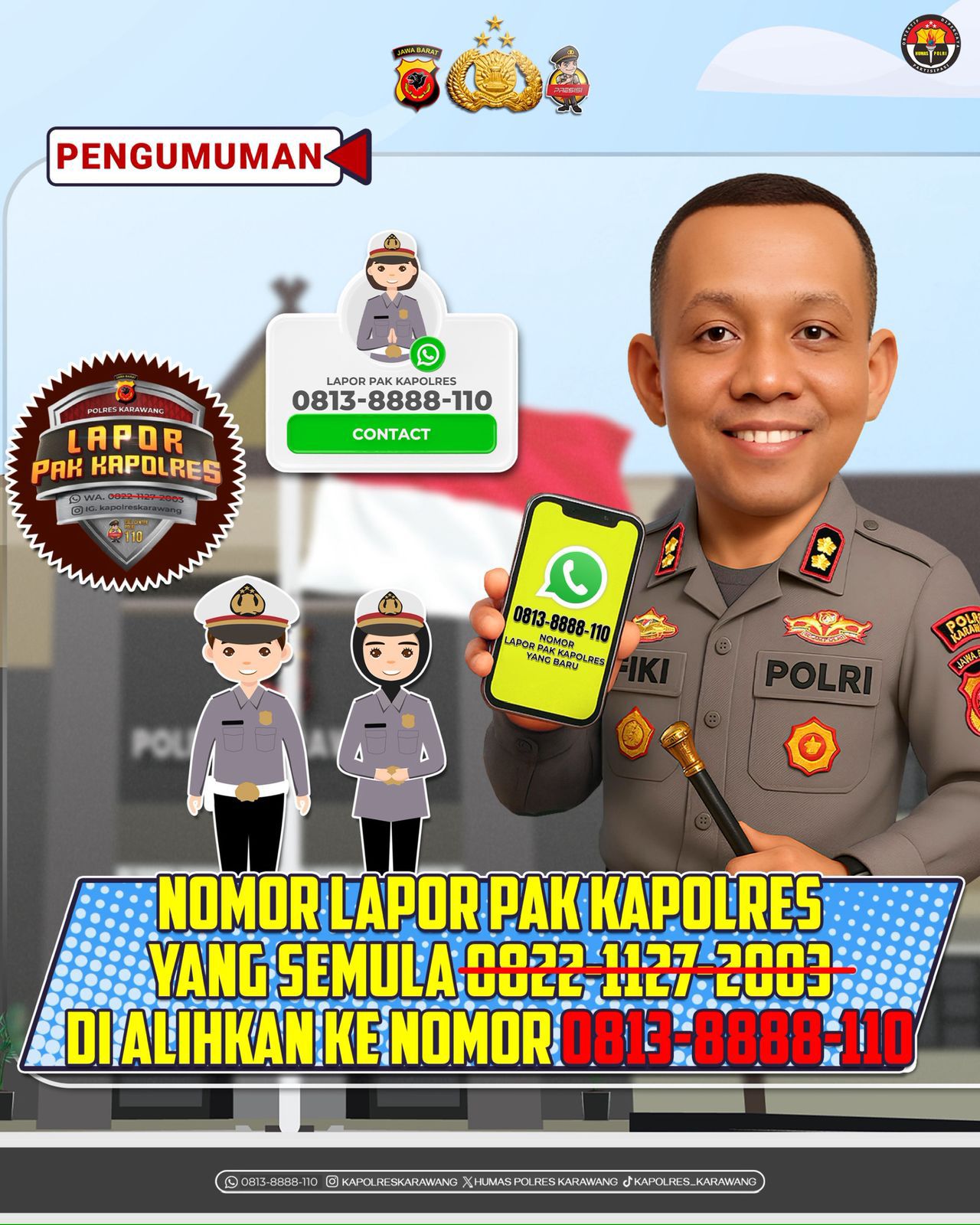 Polres Karawang Luncurkan Nomor WA Baru untuk Lapor Pak Kapolres