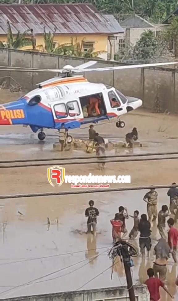 Meski Dengan Risiko Pendaratan, Helikopter Poludara Baharkam Polri Berhasil Dropping Logistik Bantuan ke Aceh Tamiang