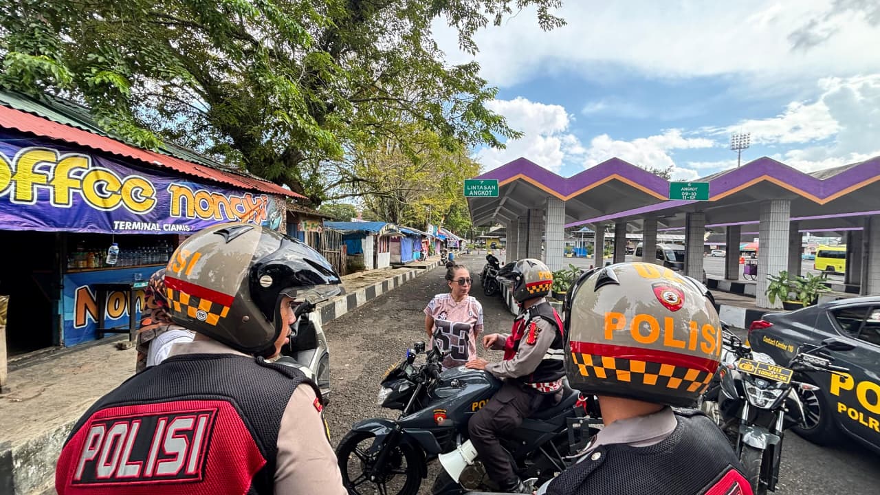 Cipkon Libur Tahun Baru 2026, Satgas Preventif Polres Ciamis Patroli ke Terminal Ciamis