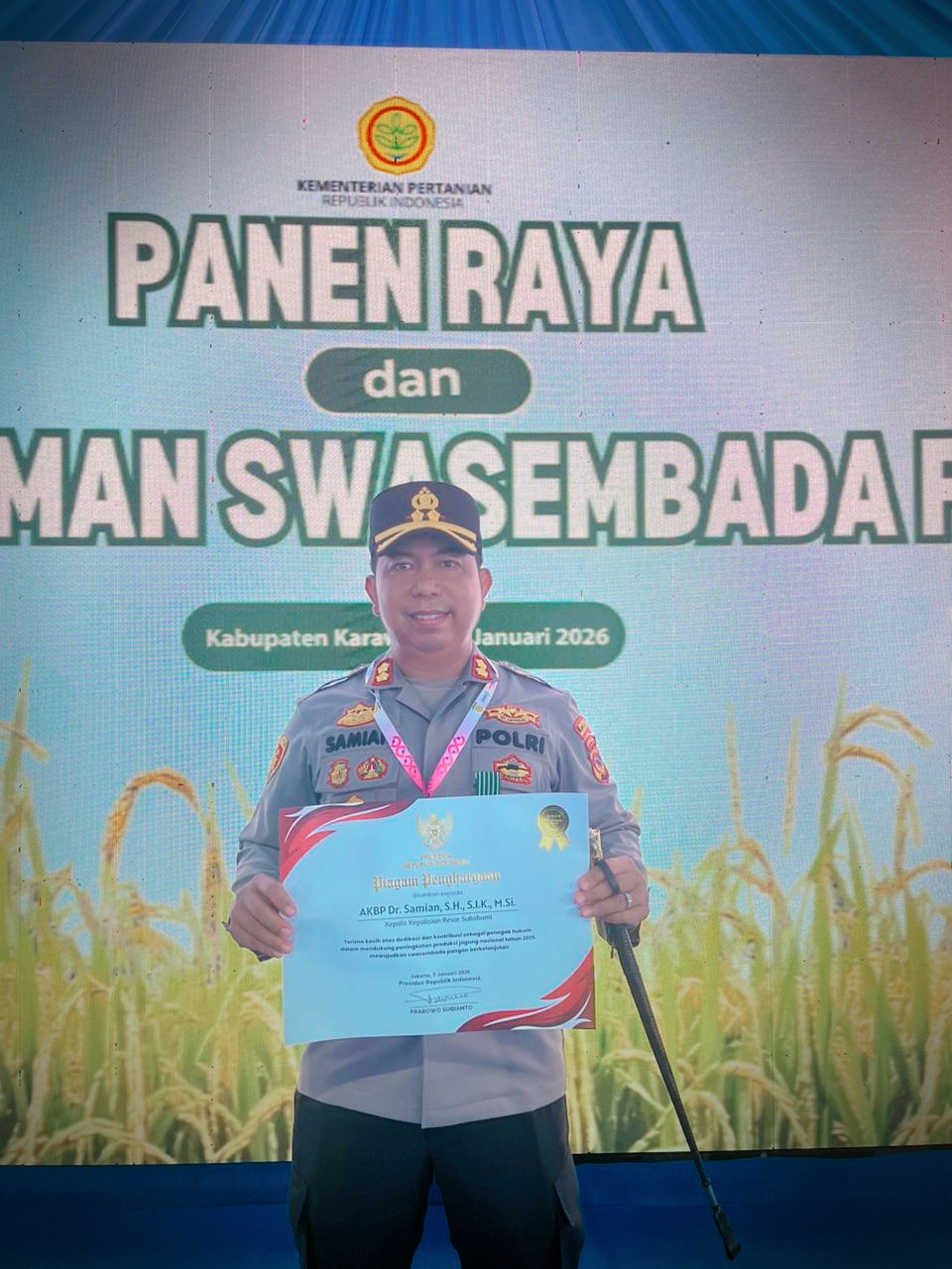 Kapolres Sukabumi Raih Penghargaan Satyalancana Wira Karya dari Presiden RI