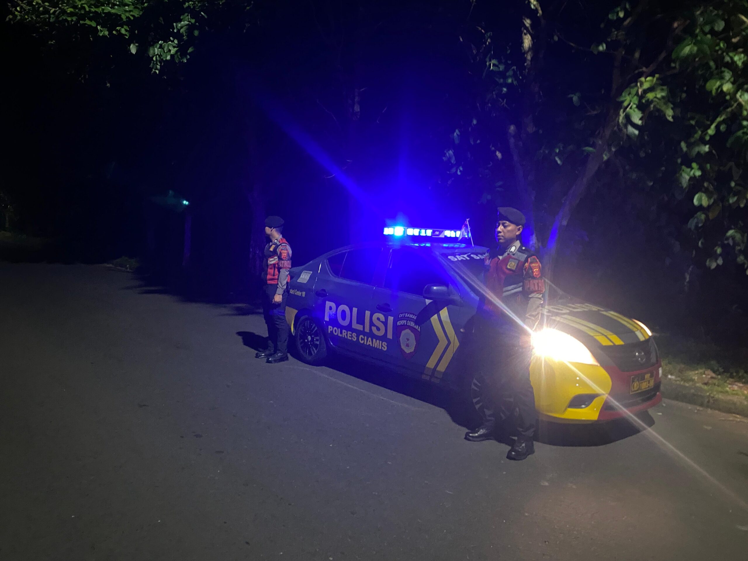 Samapta Polres Ciamis Patroli dan Stasioner di Jalan Pahlawan Ciamis Antisipasi Balapan Liar