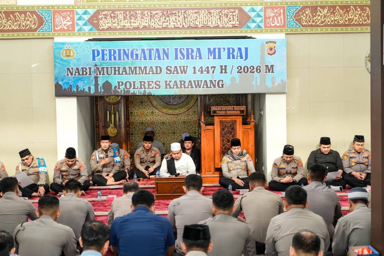 Polres Karawang Gelar Binrohtal Sekaligus Peringatan Isra Mi’raj Nabi Besar Muhammad SAW 1447 H