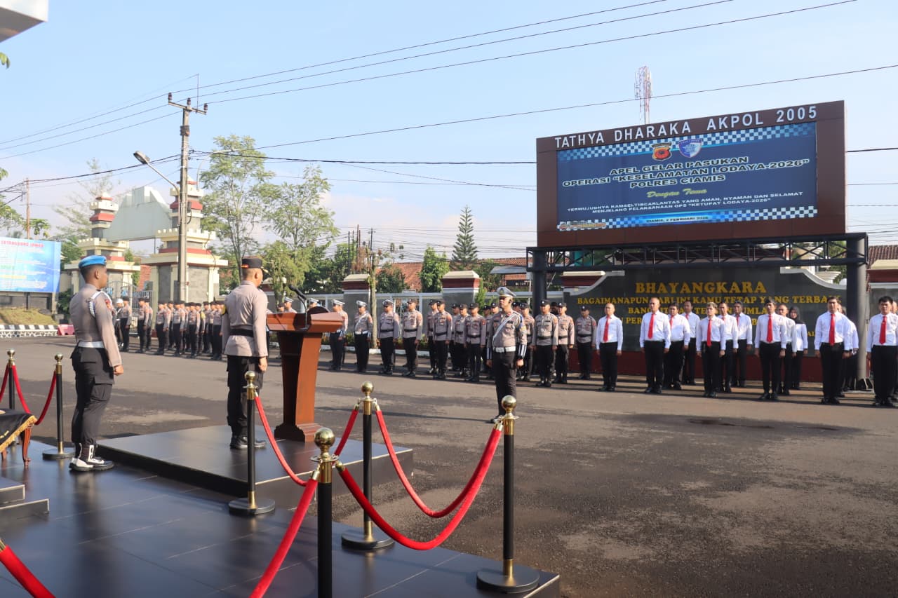 Polres Ciamis Gelar Apel Pasukan Operasi Keselamatan Lodaya 2026, Tegaskan Peran Polri Ciptakan Kamseltibcarlantas