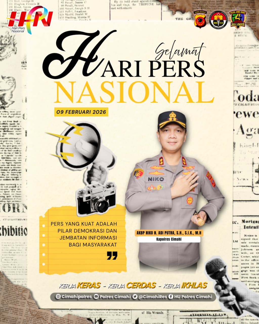 Kapolres Cimahi Ucapkan Selamat Hari Pers Nasional