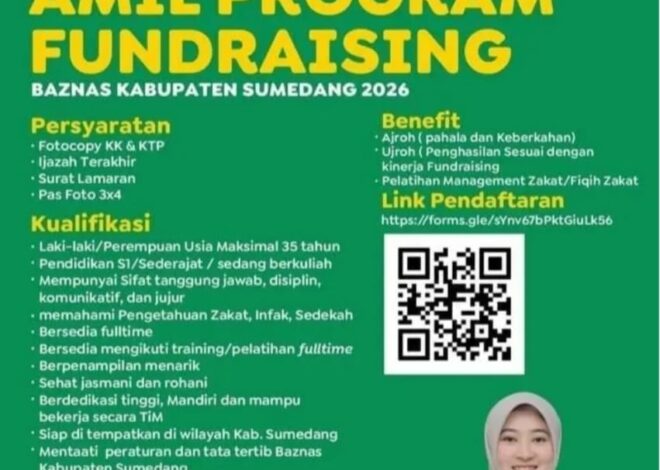 BAZNAS Kabupaten Sumedang Buka Rekrutmen Amil Fundraising 2026, Kesempatan Berkontribusi untuk Kesejahteraan Umat