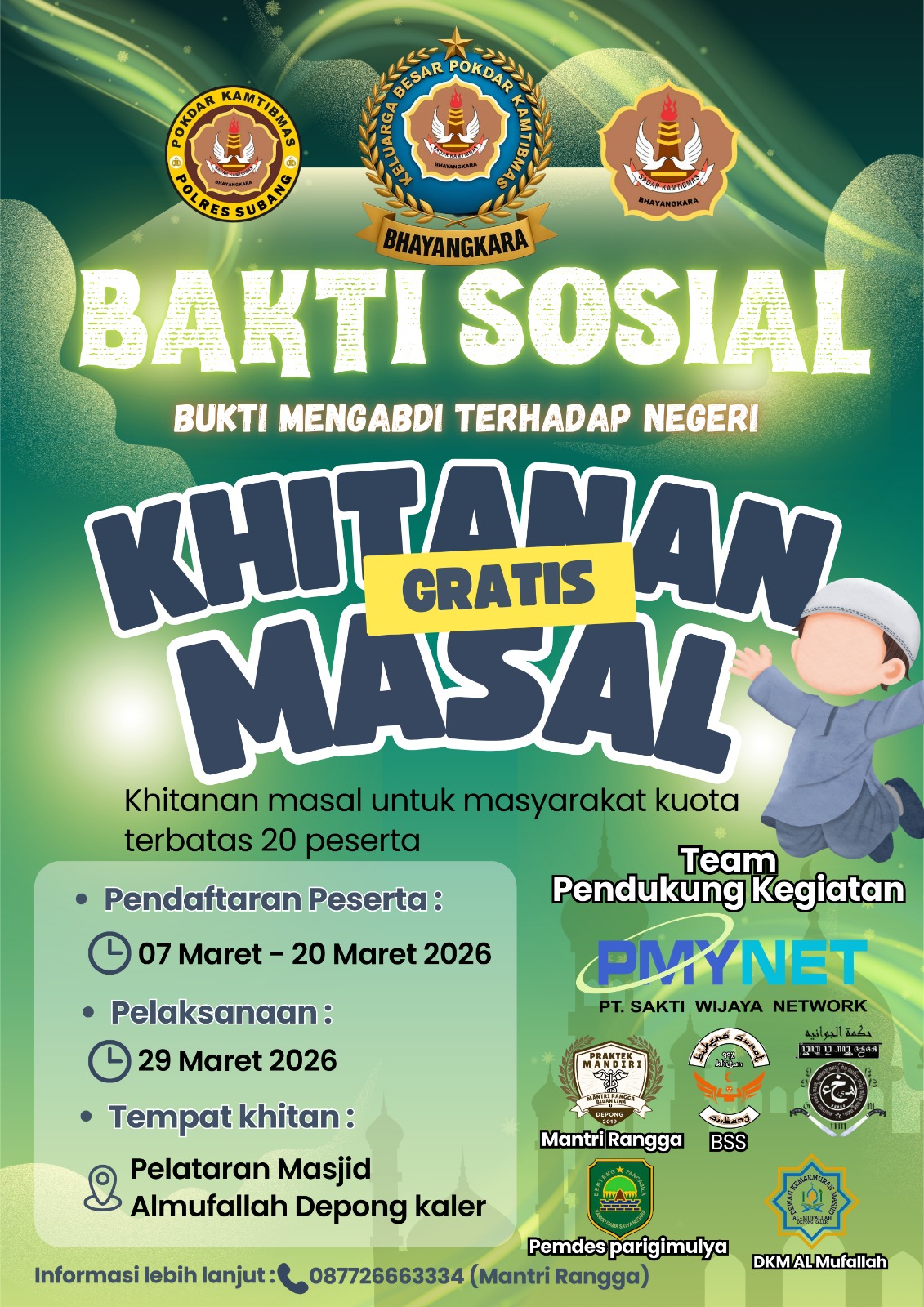 Bhakti Sosial POKDAR Kamtibmas Bhayangkara Family Nasional: Sunatan Masal di Pagaden, Subang