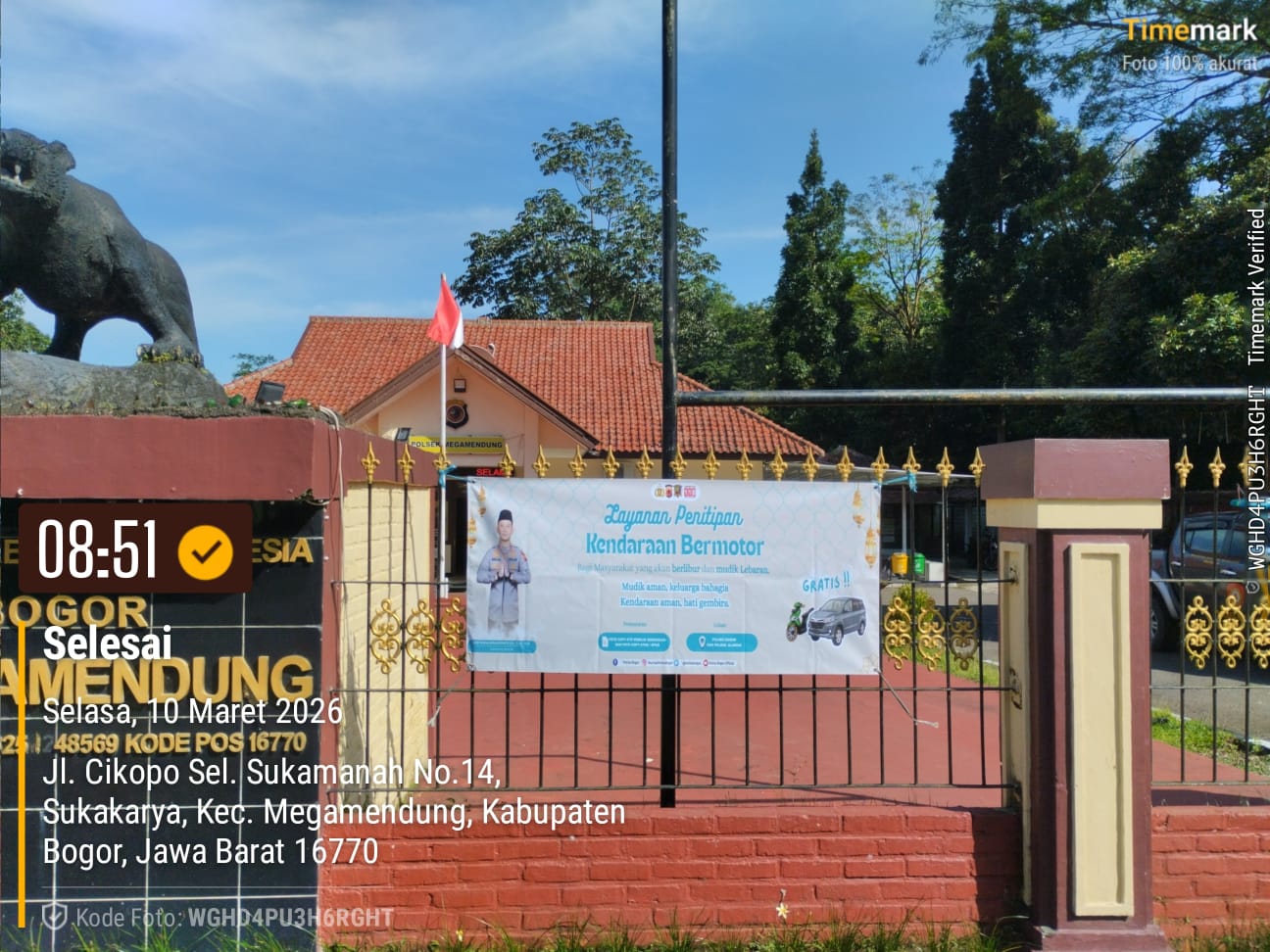 Polsek Megamendung Hadir Untuk Masyarakat Siap Melayani Penitipan Kendaraan serta Barang Berharga Lainnya Yang Ditinggal Mudik Agar Lebih Aman, TIDAK DIPUNGUT BIAYA APAPUN