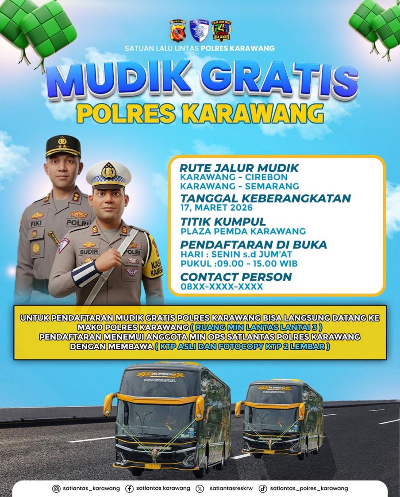 Polres Karawang Buka Program Mudik Gratis 2026 untuk Masyarakat