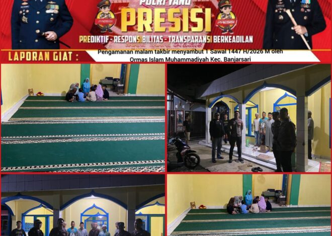 Polsek Banjarsari Beri Pengamanan Malam Takbir Ormas Islam Muhammdiyah di Banjarsar