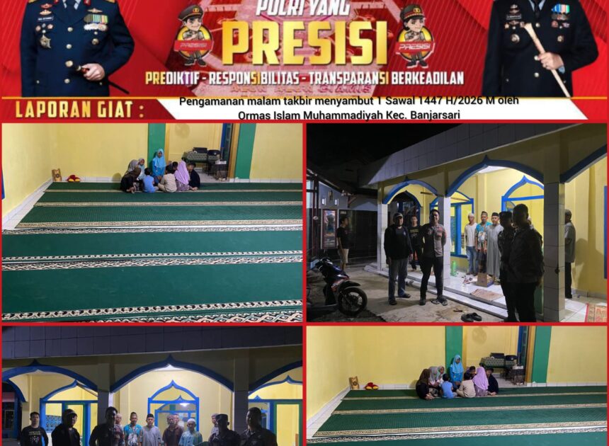 Polsek Banjarsari Beri Pengamanan Malam Takbir Ormas Islam Muhammdiyah di Banjarsar
