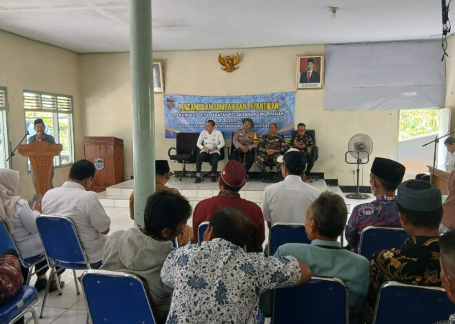 Sinergitas Polri-Pemerintah, Polsek Cikoneng Hadir dan Amankan Pelantikan Kadus Ciawi