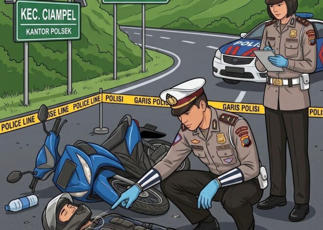 Diduga Terkena Benang, Warga Ciampel Meninggal di Atas Motor