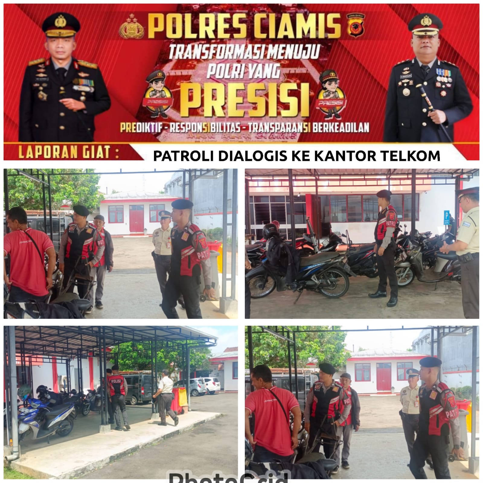 Perkuat Sinergitas ke Mitra Polri, Sat Samapta Polres Ciamis Datangi Satpam Telkom Ajak Jaga Harkamtibmas