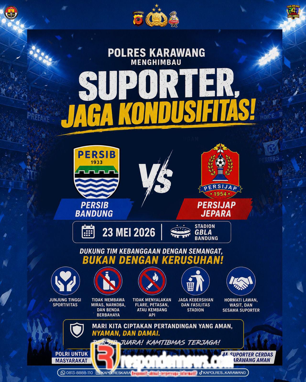 Kapolres Karawang Ajak Bobotoh Jaga Ketertiban dan Hindari Aksi Provokatif Saat Nobar