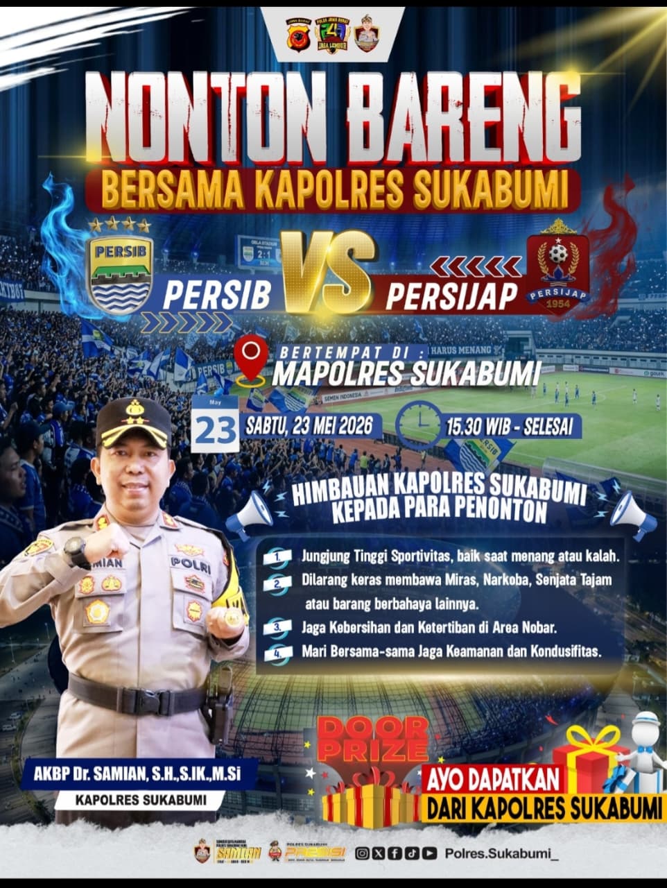 Nobar Persib vs Persijap  Bhabinkamtibmas Cibadak Imbau Warga Antisipasi Pasca Acara