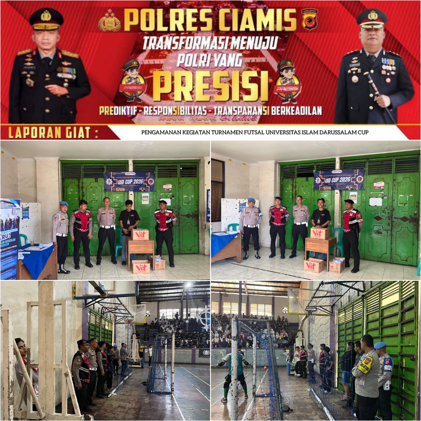 Jaga Kondusifitas, Polres Ciamis Terus Bersiaga Amankan Turnamen Futsal Universitas Islam Darussalam