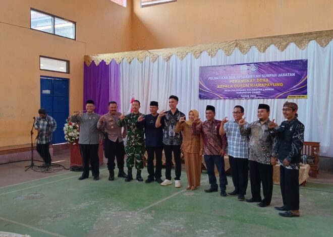 Sinergitas Polri-Pemerintah, Polsek Lakbok Hadir dan Amankan Pelantikan Perangkat Desa Puloerang