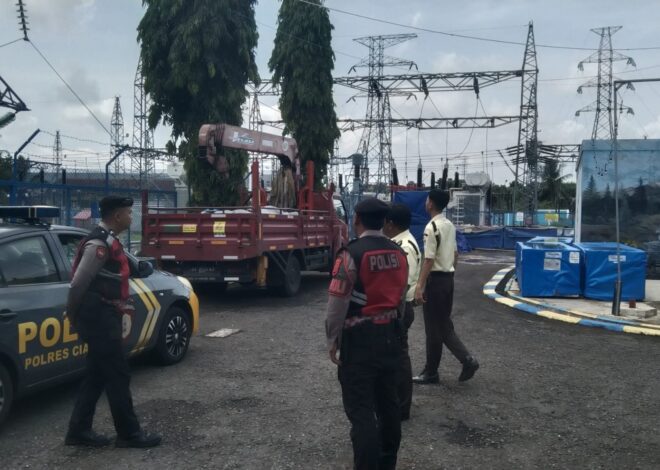 Patroli Dialogis Sat Samapta Polres Ciamis Perkuat Pengamanan Objek Vital di Gardu Induk Ciamis