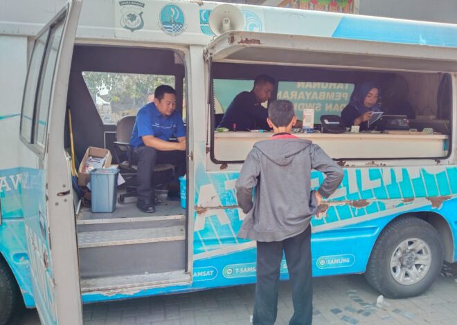 Satlantas Polres Karawang Bersama Dispenda Hadirkan Kemudahan Bagi Masyarakat, melalui Gerai Samsat Keliling