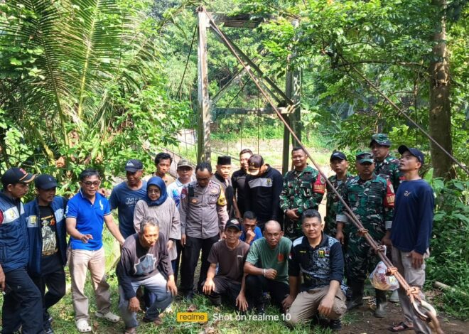 Babinsa Koramil 0607-11 Cibadak Pimpin Karya Bakti Sambut Pembangunan Jembatan Cipanas