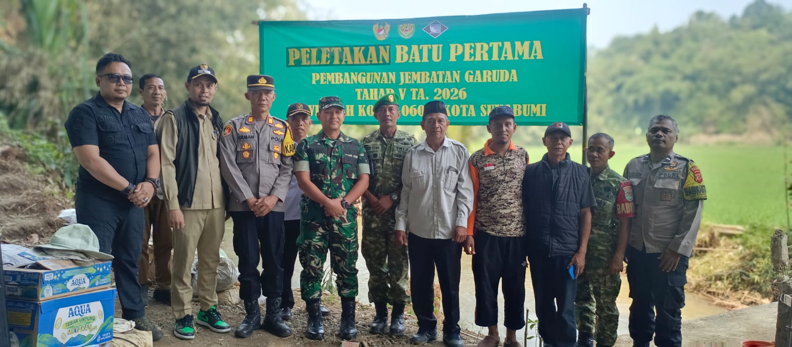 Jembatan Impian Warga Mulai Dibangun, Dandim Sukabumi Pimpin Peletakan Batu Pertama