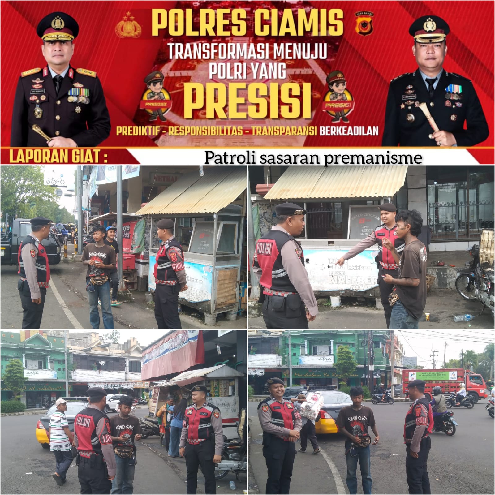 Berantas Aksi Premanisme, Sat Samapta Polres Ciamis Patroli Dialogi Jalanan Padat Lalu Lintas