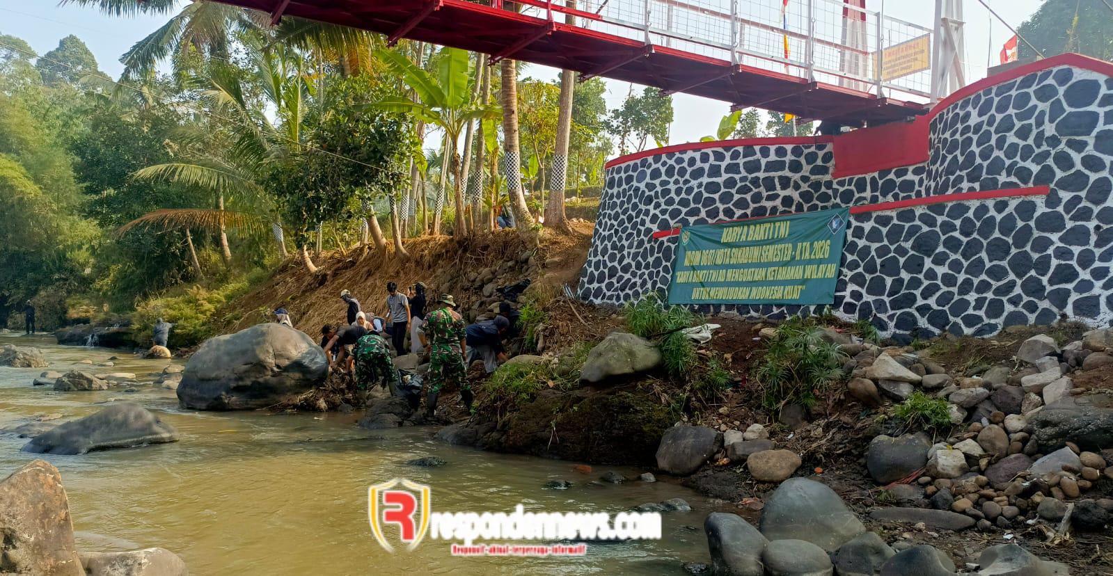 Karya Bakti TNI Semester II 2026, Sungai Cimandiri Disulap Bersih Jelang Peresmian Jembatan Garuda Aryadifa