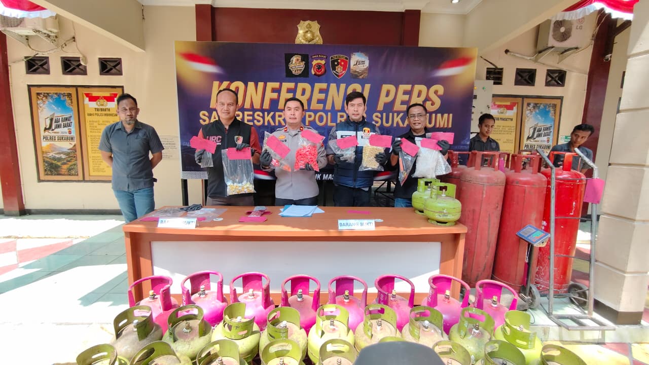 Polres Sukabumi Ungkap Penyalahgunaan LPG 3 Kg Subsidi yang Dipindahkan ke Tabung 12 Kg dan 50 Kg