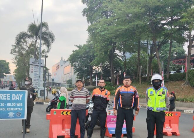 Tertib Lalu Lintas, Satlantas Polresta Karawang Upayakan Kamseltibcarlantas saat Gelaran Car Free Day Berlangsung